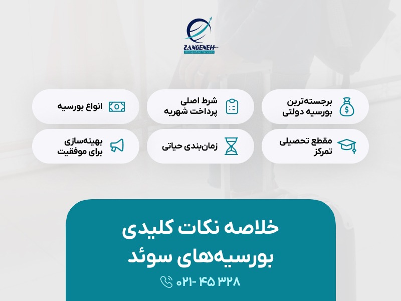 خلاصه نکات کلیدی بورسیه‌های سوئد