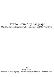 How To Learn any Language