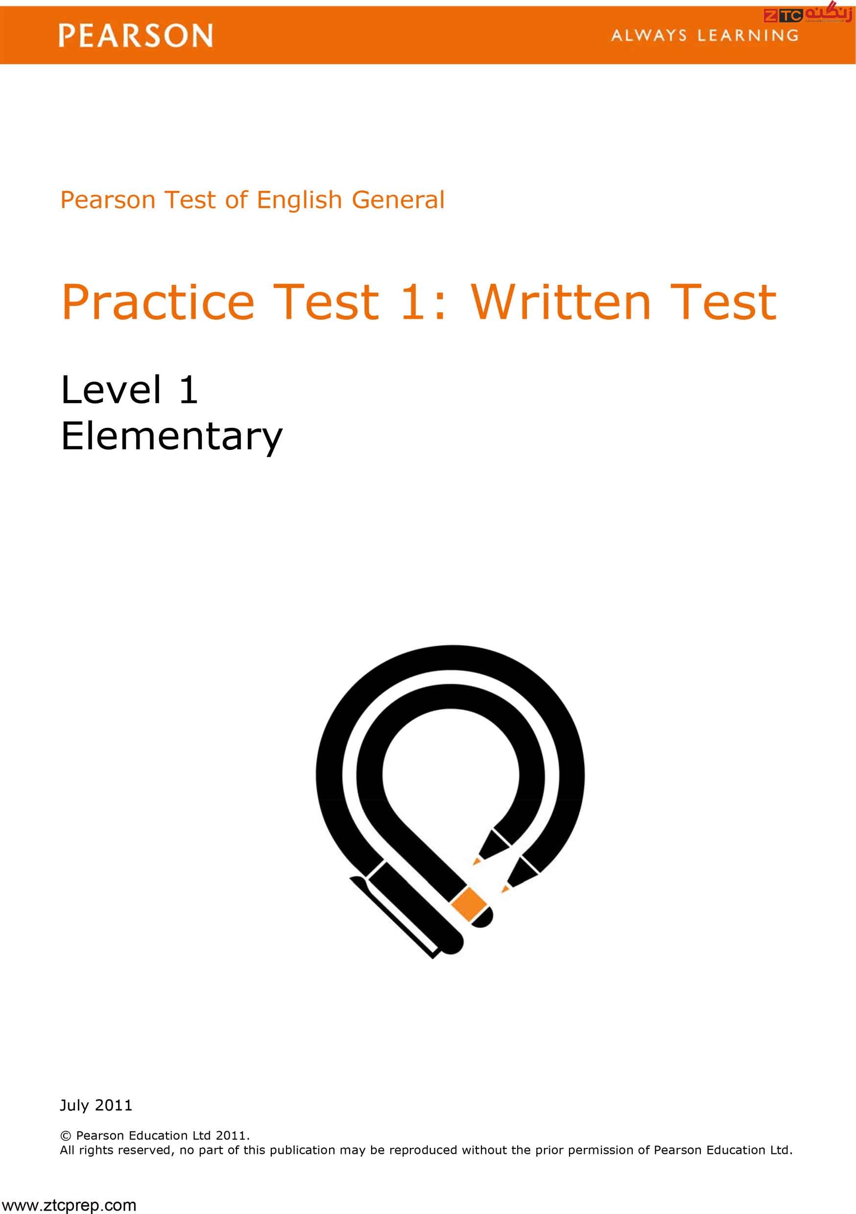 PTE General Practice Test 1  Level 1 Elementary