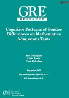 Cognitive Patterns Of Gender Differences In Math Admission Tests